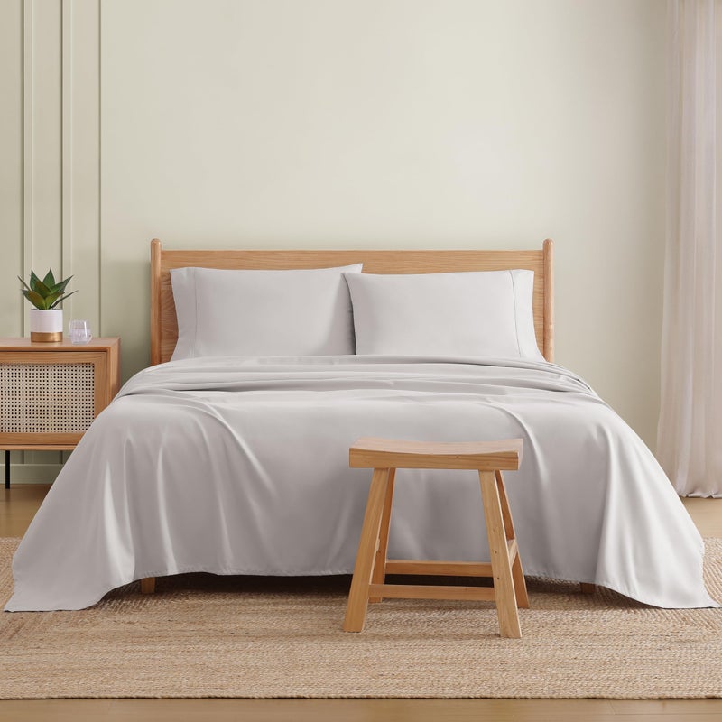 UGG Queen Sheet Set 4-Piece Luxury Cooling Sheets Deep Pockets Premium Bedding with 2 Pillow Shams Hypoallergenic Machine Washable Soft Lightweight Bed Set for Bedroom, Queen, Stone Grey (Hedi) - Image 2